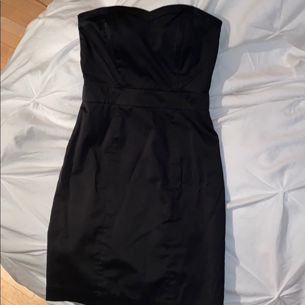 H&M satin black strapless COCKTAIL DRESS!!